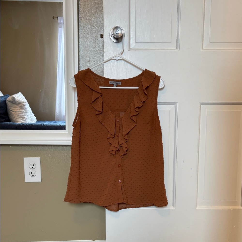Wishlist Apparel Burnt Orange Ruffle Sleeveless Top